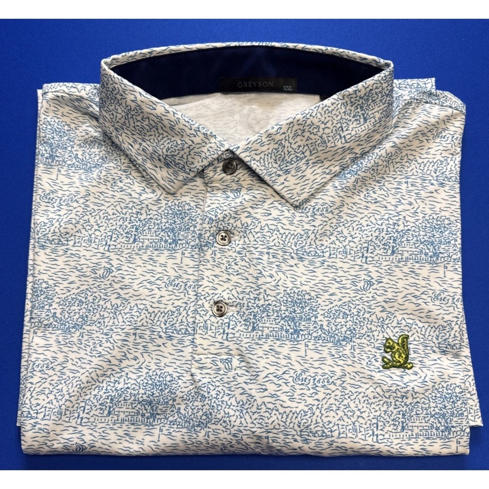 Greyson Polo The Country Club Brookline Mass 🐿️ Men's Size 2XL Wicking Stretch